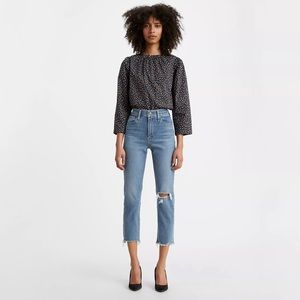 Levi’s Premium 724 High Rise Slim Straight Crop Raw Hem Jeans Size 26 Classic